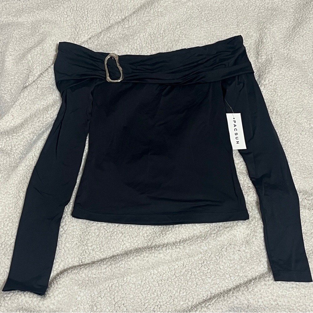 Pacsun Black Off-Shoulder Long Sleeve Top NWT